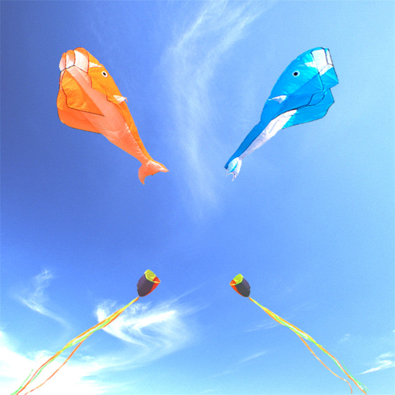 Multicolored Dolphin Kites With Tail.