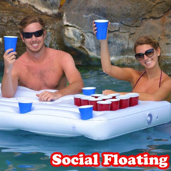 Water World  Fun Inflatable Beer Pong Table Float and Mattress also great cooler