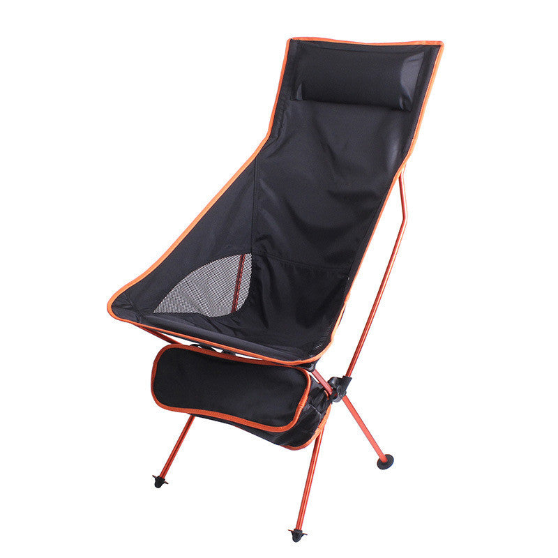 Portable Folding Beach Chair With Extended Backrest Moon Chair Lunch Break Chair Aluminum Recliner