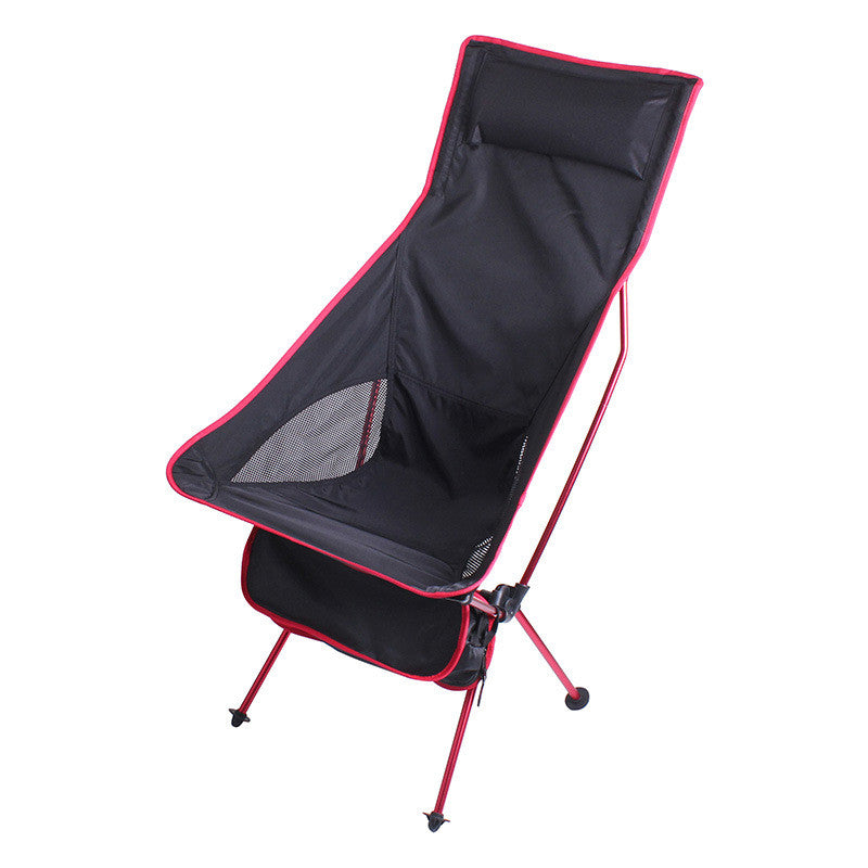 Portable Folding Beach Chair With Extended Backrest Moon Chair Lunch Break Chair Aluminum Recliner