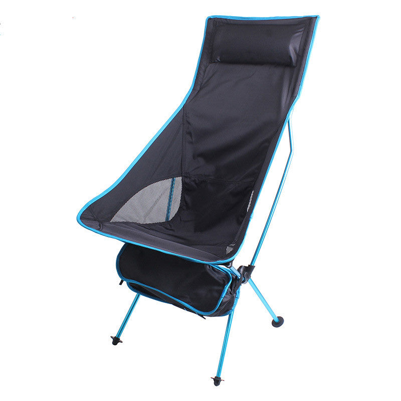 Portable Folding Beach Chair With Extended Backrest Moon Chair Lunch Break Chair Aluminum Recliner