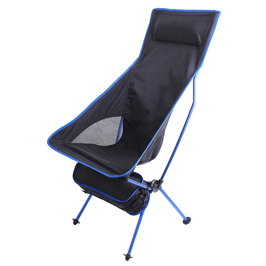 Portable Folding Beach Chair With Extended Backrest Moon Chair Lunch Break Chair Aluminum Recliner