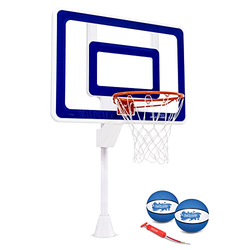 GoSports Deck-Mounted Splash Hoop Elite Adjustable Height Inground Pool Basketball Game with Regulation Rim