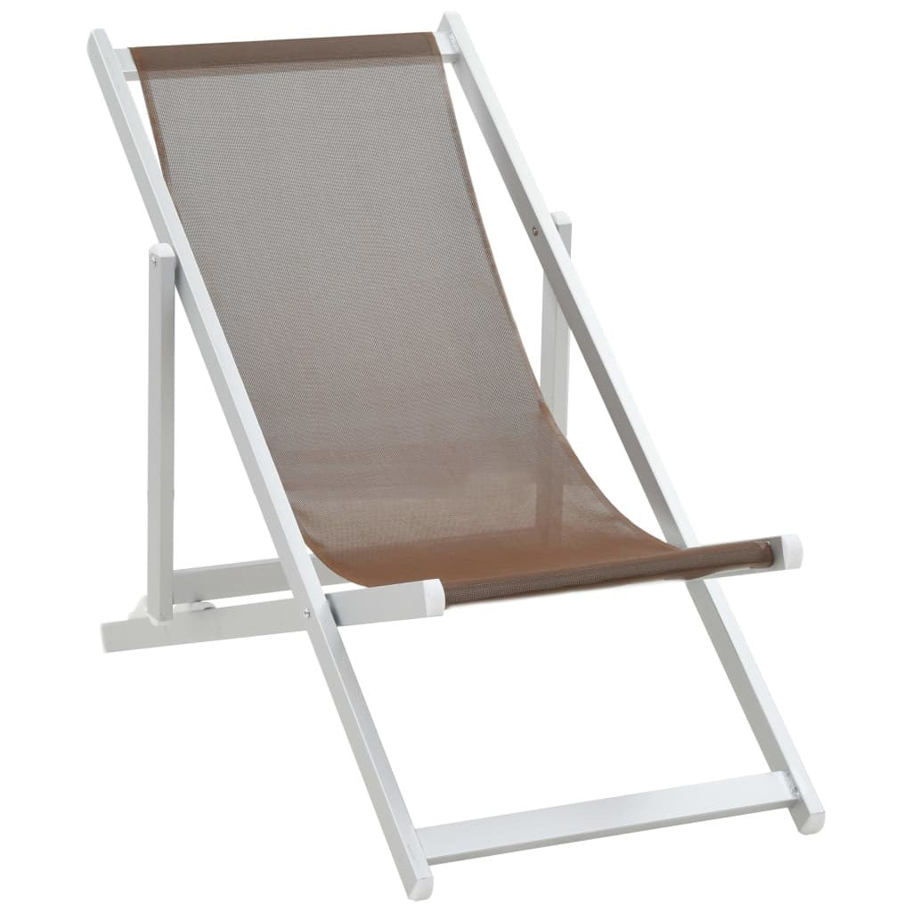  Foldable beach chairs 2 pcs Aluminum and Textilene Brown