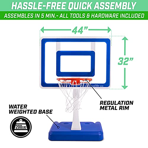 GoSports Deck-Mounted Splash Hoop Elite Adjustable Height Inground Pool Basketball Game with Regulation Rim