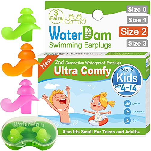 WWF Ear Plugs for Toddlers Kids Teens , 2 Pairs Mix Pack (Toddler 1.5-4yr Blue and Kids 4-14yr Green)