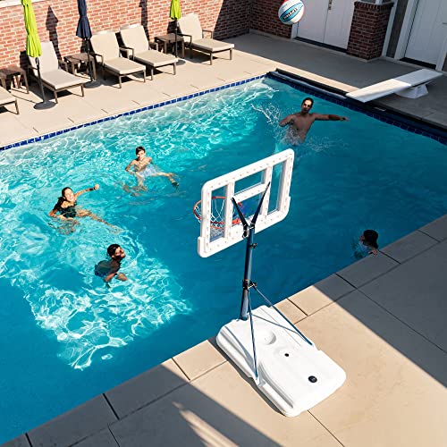 WATER WORLD FUN Pool Side Height Adjustable Portable Basketball System, 44 Inch Backboard