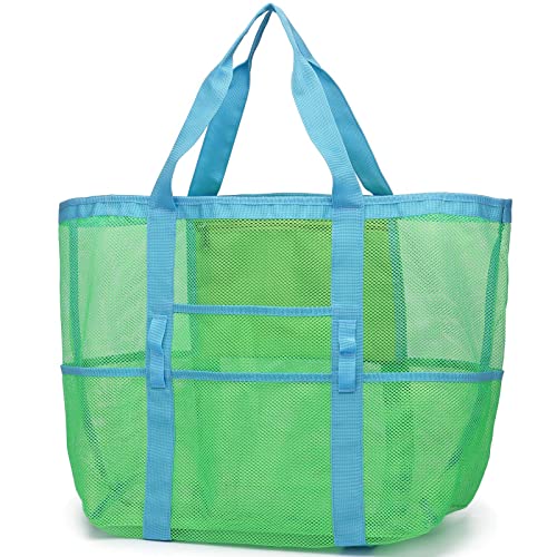 Mesh Beach Bag, Oversize Beach Tote with 9 Pockets.