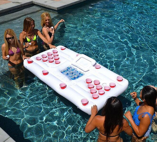 Water World  Fun Inflatable Beer Pong Table Float and Mattress also great cooler
